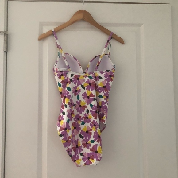 Kate Spade Wallflower Floral Print Draped Molded Cup One Piece Swimsuit - Picture 5 of 10